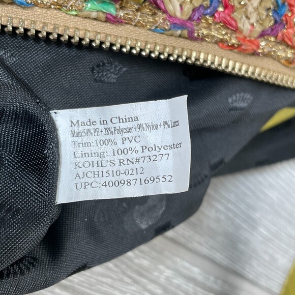 Vintage Juicy Couture Crossbody Purse Woven Straw Rainbow Stitch Hobo Crossbody - Picture 9 of 11